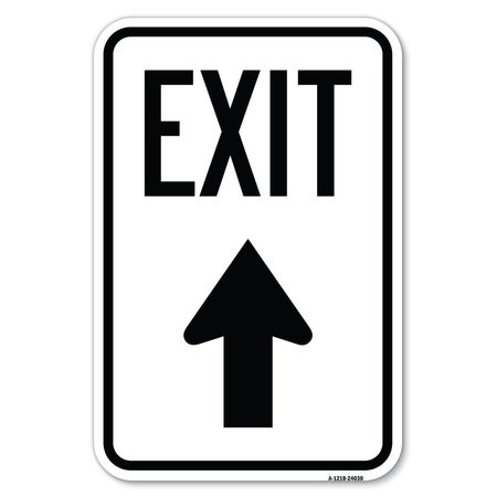 SIGNMISSION Exit Sign Exit with Up Arrow Heavy-Gauge Aluminum Sign, 12" H, 18" L, A-1218-24030 A-1218-24030